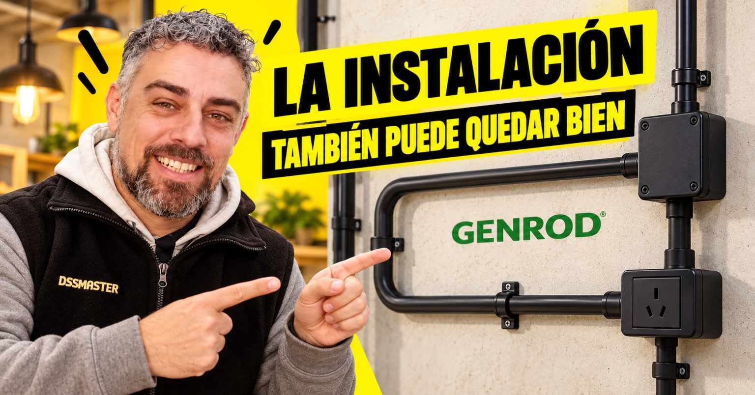 Instalación eléctrica a la vista con caños negros Genrod en Electrón Alta Gracia